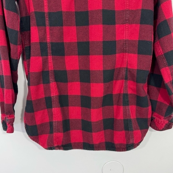 Roots Buffalo Plaid Flannel Shirt Womens S Black Red Check Long Sleeve Button Up - Picture 9 of 11